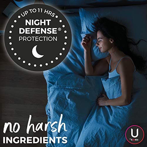 U by Kotex Security Maxi Pads with Wings, Overnight, Unscented, 112 Count (4 ...