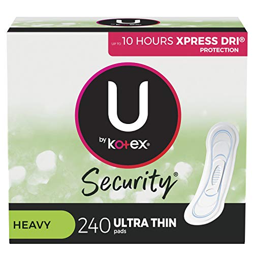 U by Kotex Security Ultra Thin Feminine Pads, Heavy Absorbency, Unscented, 24...