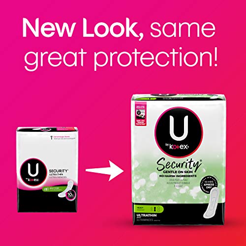 U by Kotex Security Ultra Thin Feminine Pads, Heavy Absorbency, Unscented, 56...
