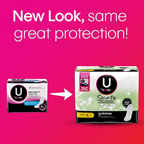 U by Kotex Security Ultra Thin Feminine Pads, Regular Absorbency, Unscented, ...