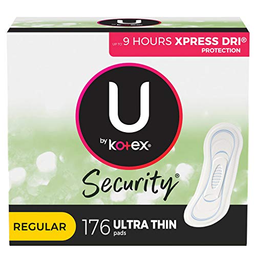 U by Kotex Security Ultra Thin Feminine Pads, Regular Absorbency, Unscented, ...