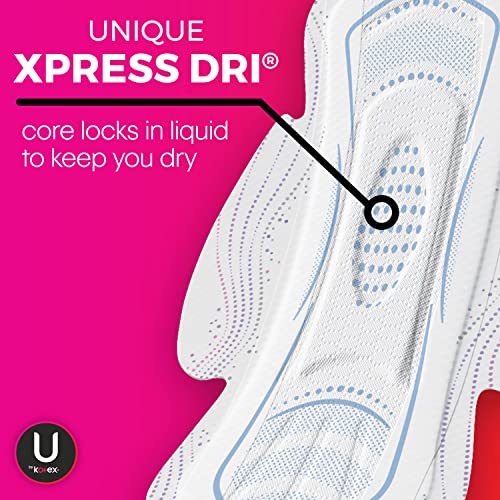 U by Kotex Teen Ultra Thin Feminine Pads with Wings, Extra Absorbency, Unscen...