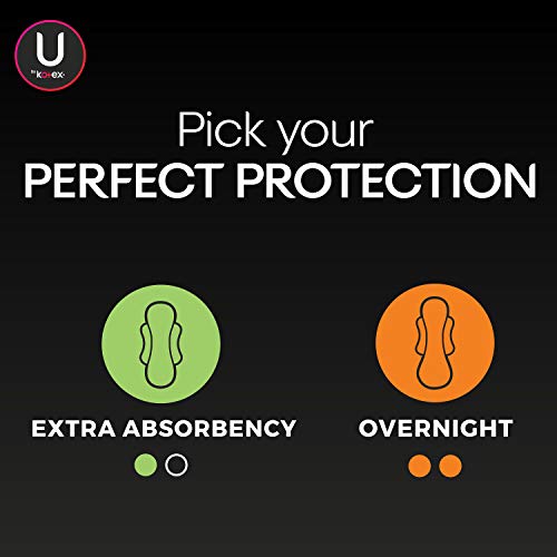 U by Kotex Teen Ultra Thin Feminine Pads with Wings, Extra Absorbency, Unscen...