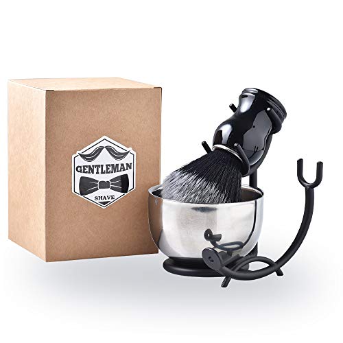 Men‘s Shaving Brush Set, Shaving Brush with Steel Brush Razor Holder and Shav...