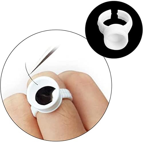 30 Pcs Disposable Plastic Tattoo Glue Rings Holder, Plastic Makeup Glue Holde...
