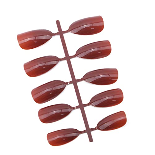 Nice Processed24 pcs Pure Color Coffin Nails Matte False Gel Nails Art Tips S...