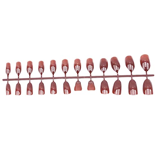 Nice Processed24 pcs Pure Color Coffin Nails Matte False Gel Nails Art Tips S...