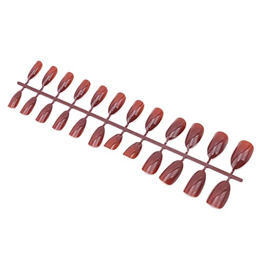 Nice Processed24 pcs Pure Color Coffin Nails Matte False Gel Nails Art Tips S...