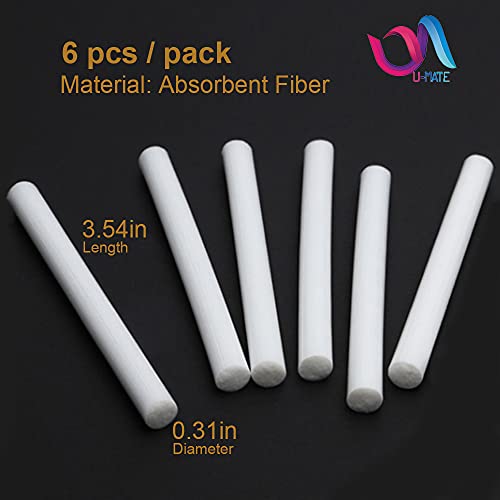 Replacement Cotton Stick 6 pcs pack, U-MATE Absorbent Fiber Stick, Refill Sti...