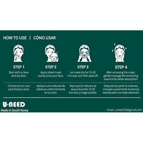 U-NEED 100 pcs Korean Face Sheet Mask (10 Types x 10 pcs) Natural Facial Mask...