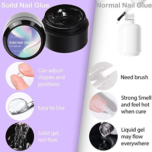 U-Shinein 2x10ml Solid Nail Glue Gel, Nail Tips Glue Gel for Acrylic Nails, P...