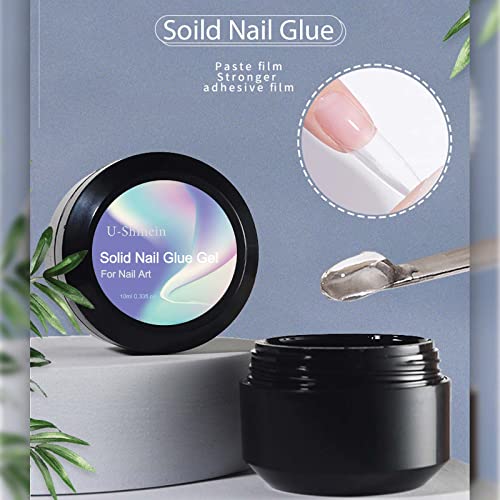 U-Shinein 2x10ml Solid Nail Glue Gel, Nail Tips Glue Gel for Acrylic Nails, P...