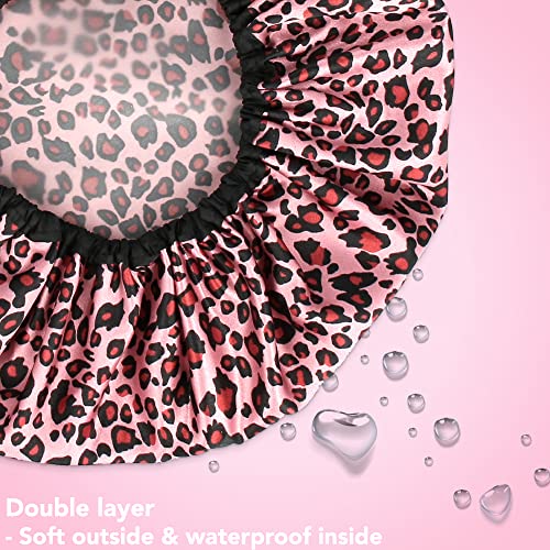 Shower Caps for Women 3 Pack in Different Designs - Large Opening for Short a...