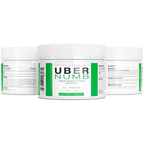 Uber Numb 5% Lidocaine Topical Numbing Cream, 2 Ounce, Advanced Formula Rapid...