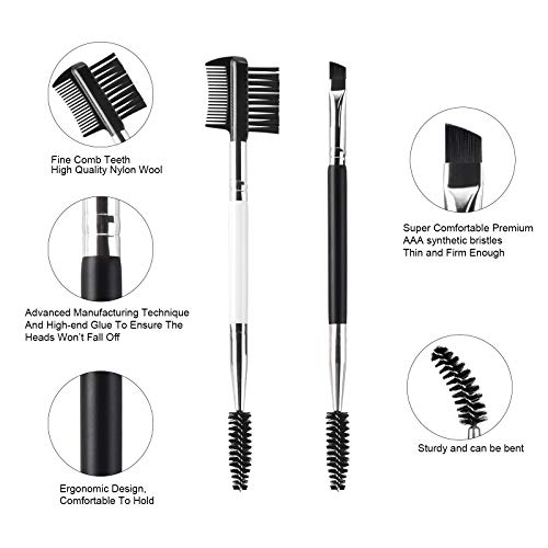 Eyebrow Brush and Comb Set, Ubonjoy 2Pcs Eye Brow Brush, Professional Spoolie...