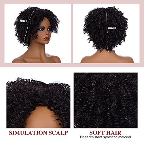 UBORSE Short Curly Wigs Natural Synthetic Wigs Bob Wigs Kinky Curly for Black...