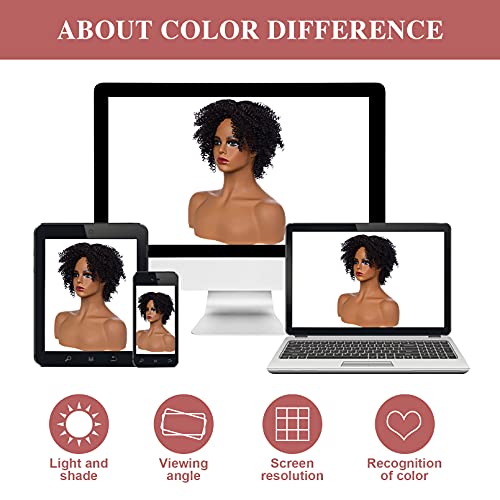 UBORSE Short Curly Wigs Natural Synthetic Wigs Bob Wigs Kinky Curly for Black...