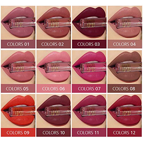 12Pcs/Set Velvet Matte Liquid Lipstick Makeup Classic Waterproof Long Lasting...