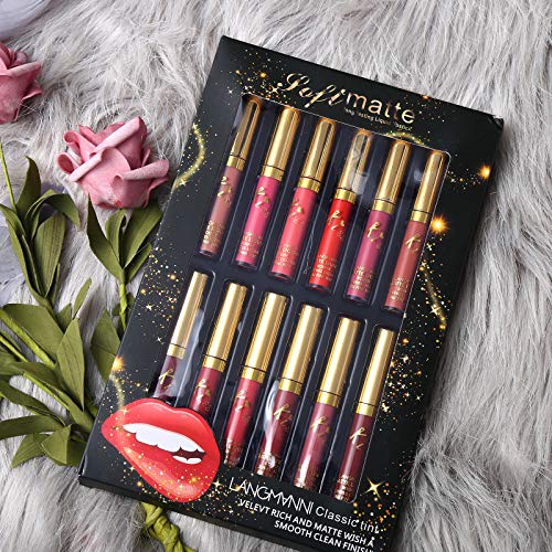 12Pcs/Set Velvet Matte Liquid Lipstick Makeup Classic Waterproof Long Lasting...