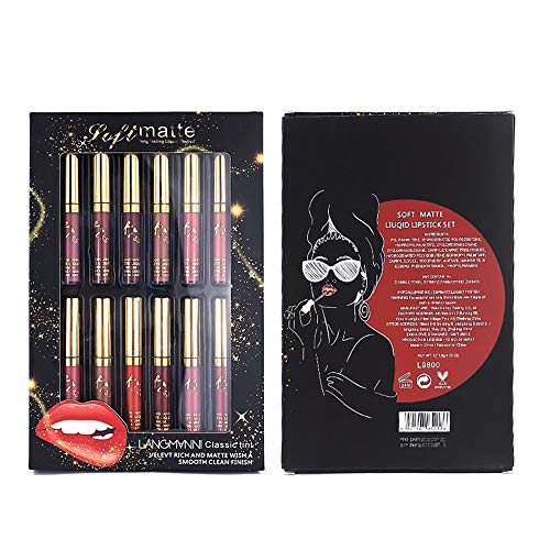 12Pcs/Set Velvet Matte Liquid Lipstick Makeup Classic Waterproof Long Lasting...