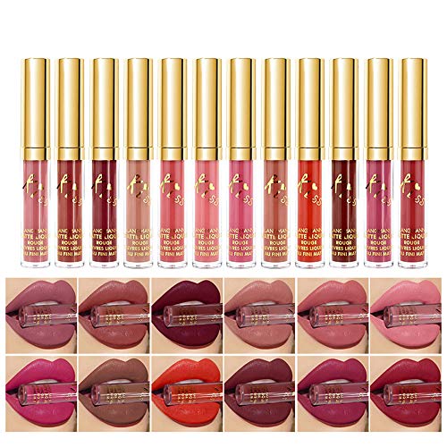 12Pcs/Set Velvet Matte Liquid Lipstick Makeup Classic Waterproof Long Lasting...
