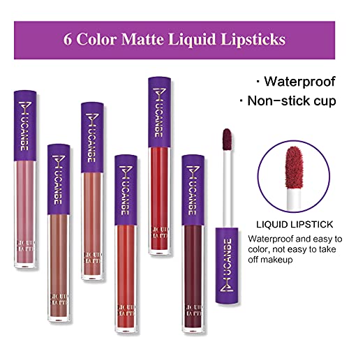 13pcs Lipstick Makeup Kit, 6 Matte Liquid Lip Sticks + 6 Lip Liner Pens + 1 L...