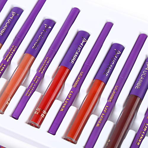 13pcs Lipstick Makeup Kit, 6 Matte Liquid Lip Sticks + 6 Lip Liner Pens + 1 L...