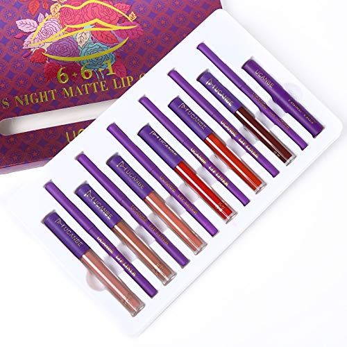 13pcs Lipstick Makeup Kit, 6 Matte Liquid Lip Sticks + 6 Lip Liner Pens + 1 L...