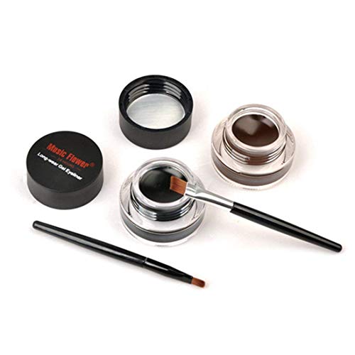 2 in 1 Black and Brown Gel Eyeliner Set Water Proof Smudge Proof, Last for Al...