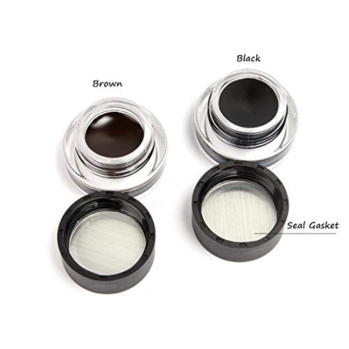 2 in 1 Black and Brown Gel Eyeliner Set Water Proof Smudge Proof, Last for Al...
