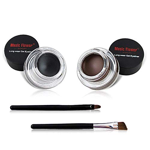 2 in 1 Black and Brown Gel Eyeliner Set Water Proof Smudge Proof, Last for Al...