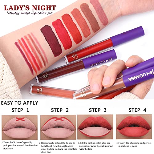 UCANBE 13pcs Lady's Night Lipstick Makeup Set, 6 Velvety Matte Liquid Lipstic...