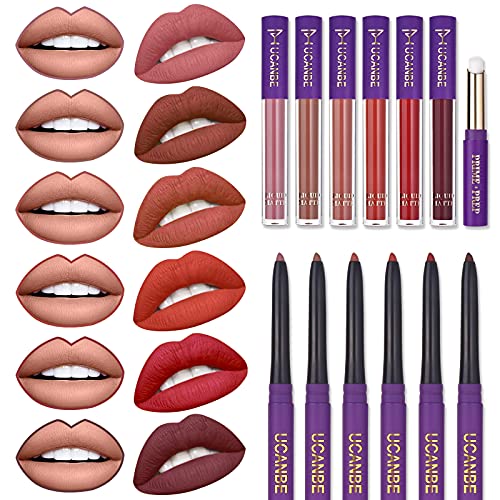 UCANBE 13pcs Lady's Night Lipstick Makeup Set, 6 Velvety Matte Liquid Lipstic...