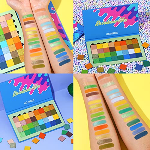 UCANBE 32 Colors DIY Eyeshadow Palette, Refillable and Removable Eye Shadow W...