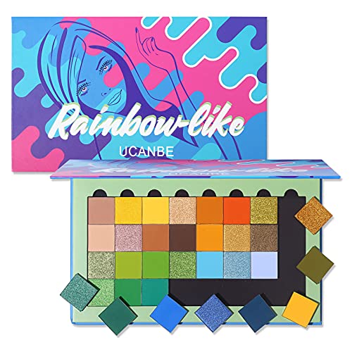 UCANBE 32 Colors DIY Eyeshadow Palette, Refillable and Removable Eye Shadow W...