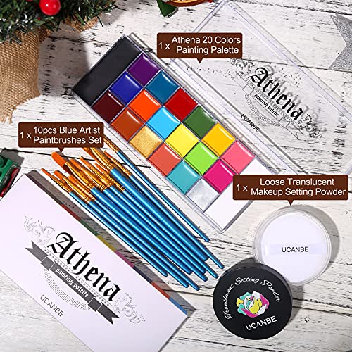UCANBE Athena Face Body Paint Oil Palette + Translucent Setting Powder + 10PC...