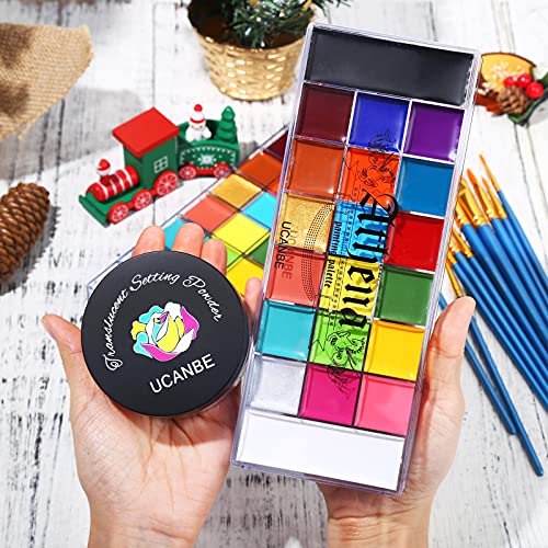 UCANBE Athena Face Body Paint Oil Palette + Translucent Setting Powder + 10PC...