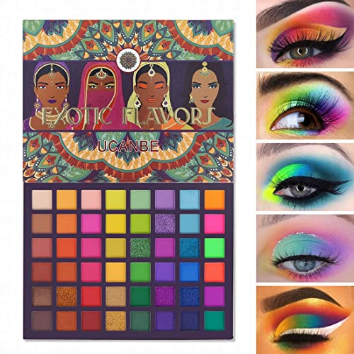 UCANBE EXOTIC FLAVORS Neon Eyeshadow Makeup Palette - 48 Colorful High Pigmen...