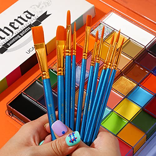 UCANBE Face Body Paint Oil Palette Set - 2 x 20 Colors with 10 Blue Paint Bru...