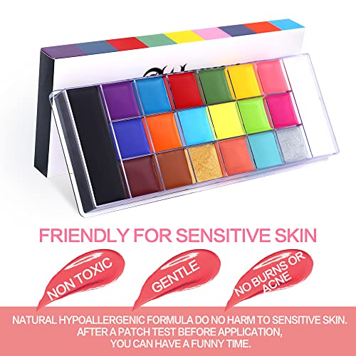UCANBE Oil Based Face Body Painting Palette - Large Deep Pan, 20 Color Profes...