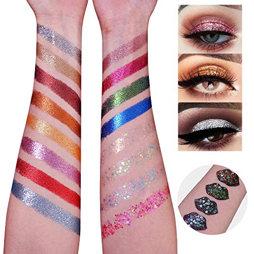 UCANBE Pro Glitter Eyeshadow Palette - Professional 16 Colors - Chunky & Fine...