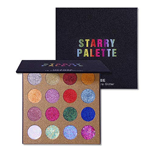 UCANBE Pro Glitter Eyeshadow Palette - Professional 16 Colors - Chunky & Fine...