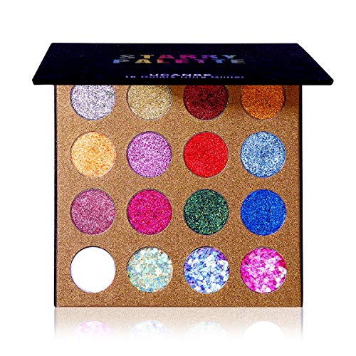 UCANBE Pro Glitter Eyeshadow Palette - Professional 16 Colors - Chunky & Fine...