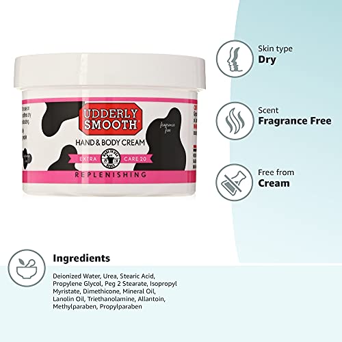 Udderly Smooth Extra Care Hand/Body Deep Moisturizing Cream with 20% Urea, Un...
