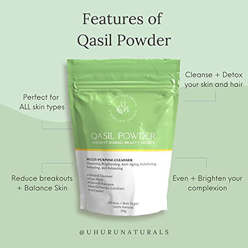Uhuru Naturals Qasil Powder 20 Grams – Ancient Somali Beauty Secret, Gentle D...