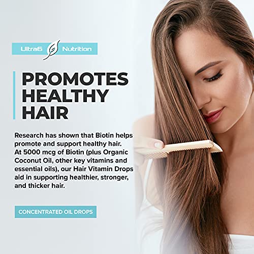 Liquid Biotin with Hair Vitamins, Vitamin C, Organic Coconut Oil, Vitamin E +...