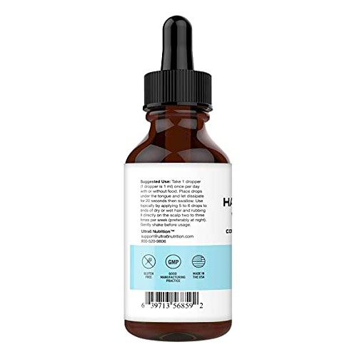 Liquid Biotin with Hair Vitamins, Vitamin C, Organic Coconut Oil, Vitamin E +...