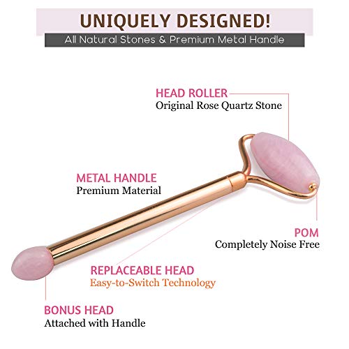 UMAZIN Metal Facial Jade Roller Set - All Natural 100% Authentic Jade Rose Qu...