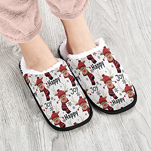 Reindeer Christmas Mens Slippers, Soft Memory Foam Non-Slip Indoor House Slip...