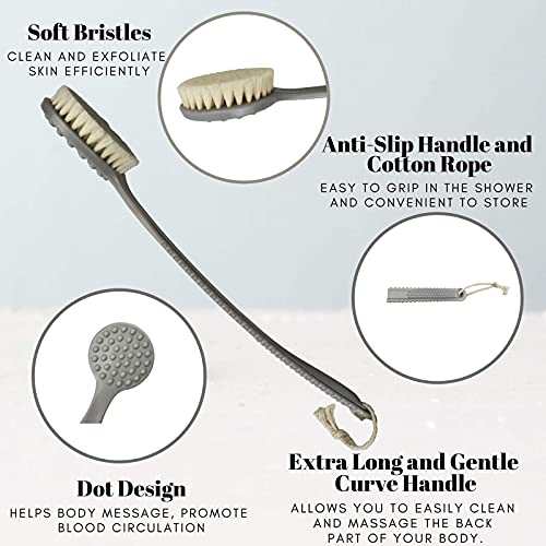 2Pack Back Shower Bath Brush for Elderly Body Cleaning Long Handle for Mens S...